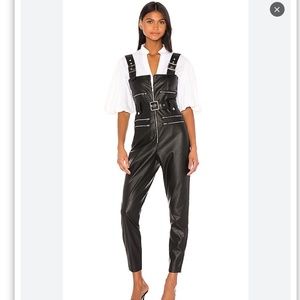 WeWoreWhat Moto Vegan Leather Overalls